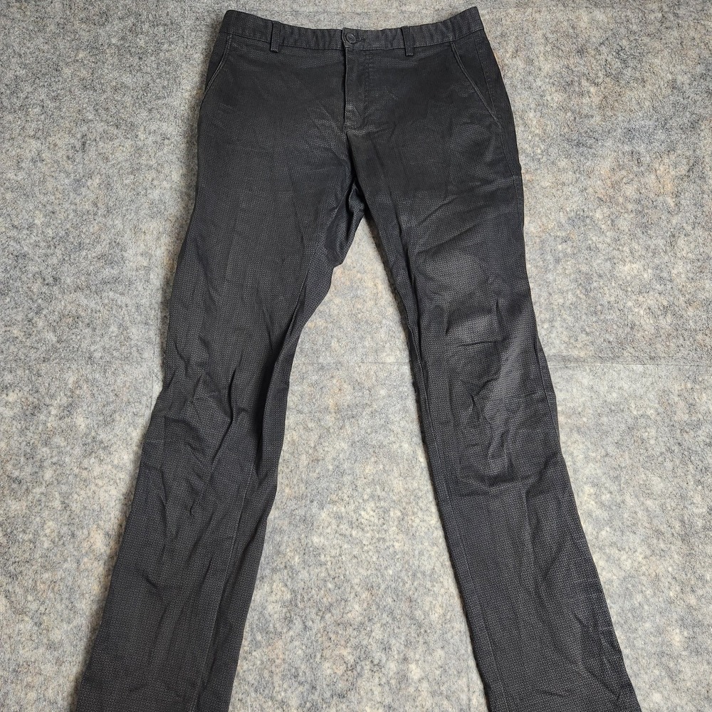 Lacoste Golf‎ Pants Men 32x32 Black Gray Plaid Flat Front Straight Leg Slim Fit